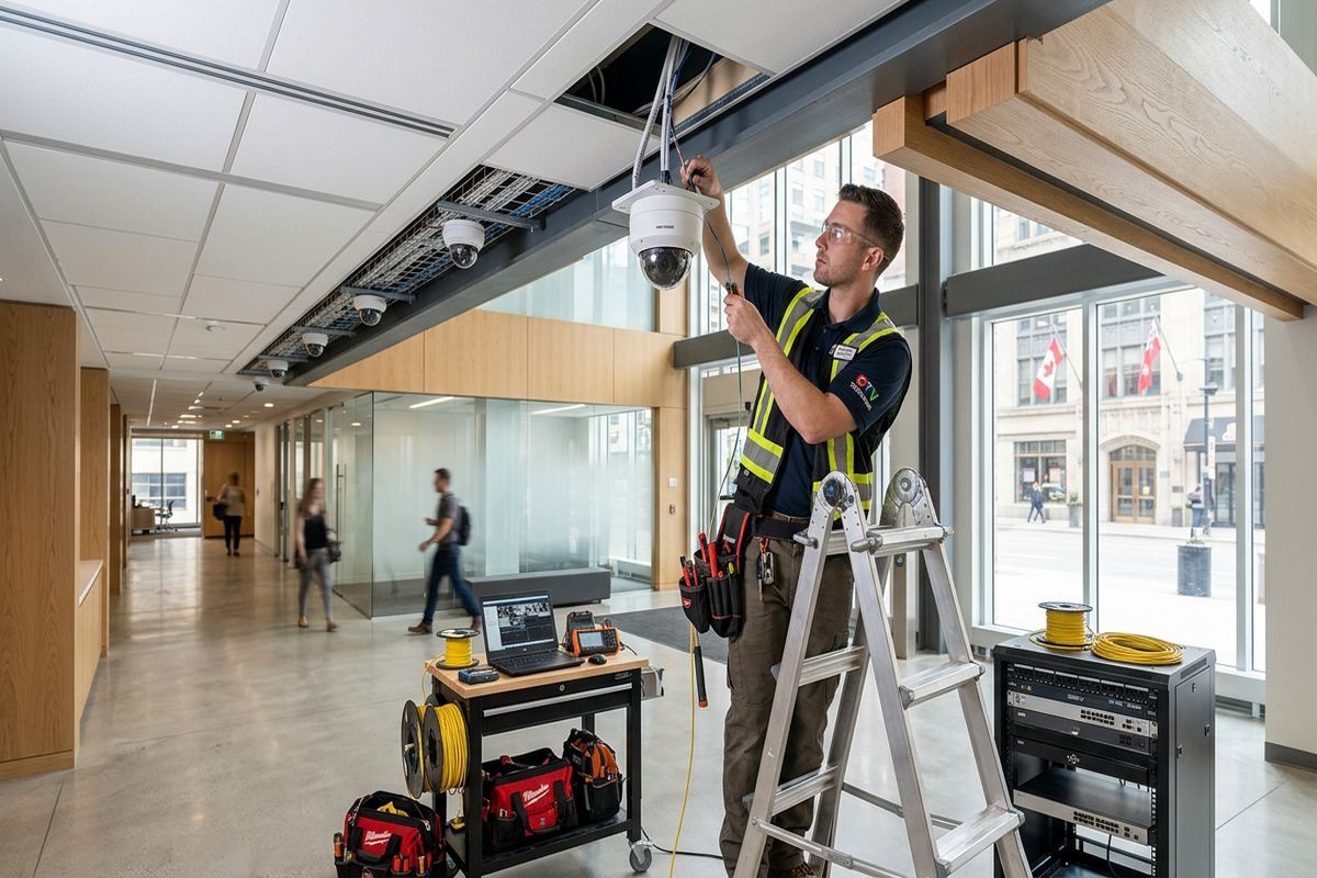 Multi-site camera systems being performed by a UnifiedLink low-voltage technician