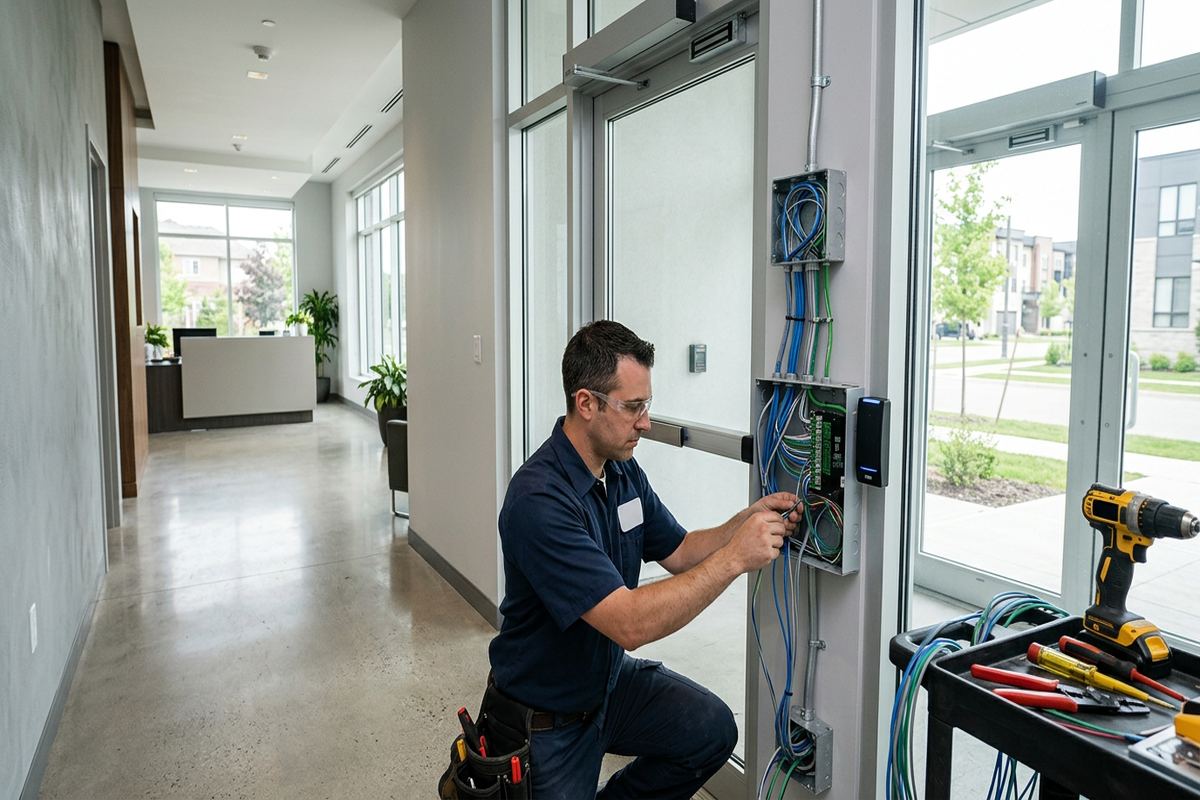 Multi-site access control being performed by a UnifiedLink low-voltage technician