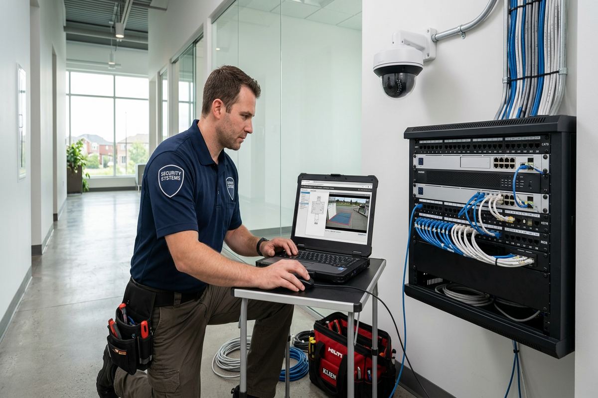 Video analytics configuration being performed by a UnifiedLink low-voltage technician