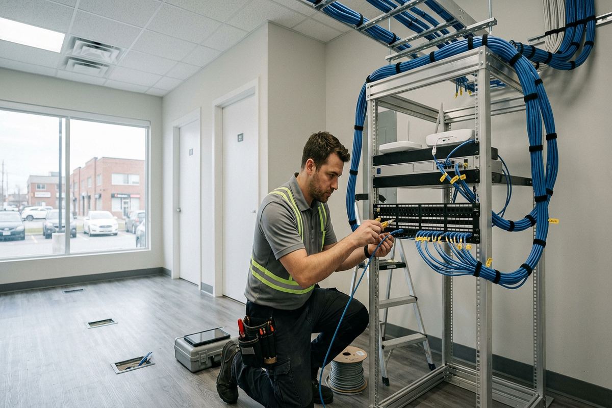 Camera network optimization being performed by a UnifiedLink low-voltage technician