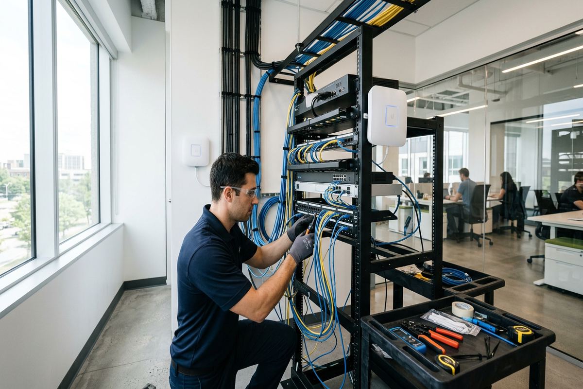 VPN setup being performed by a UnifiedLink low-voltage technician