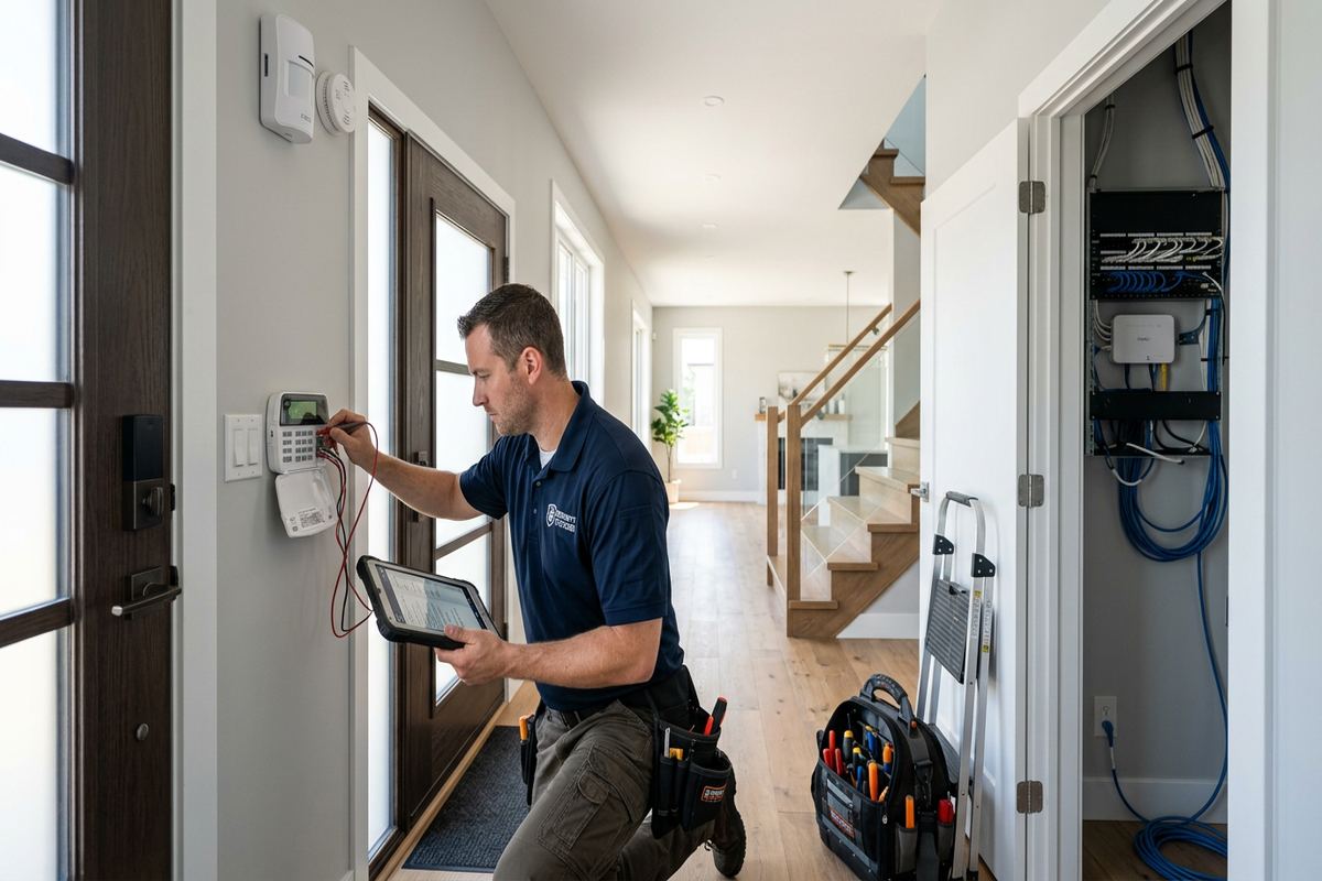 False alarm reduction review being performed by a UnifiedLink low-voltage technician