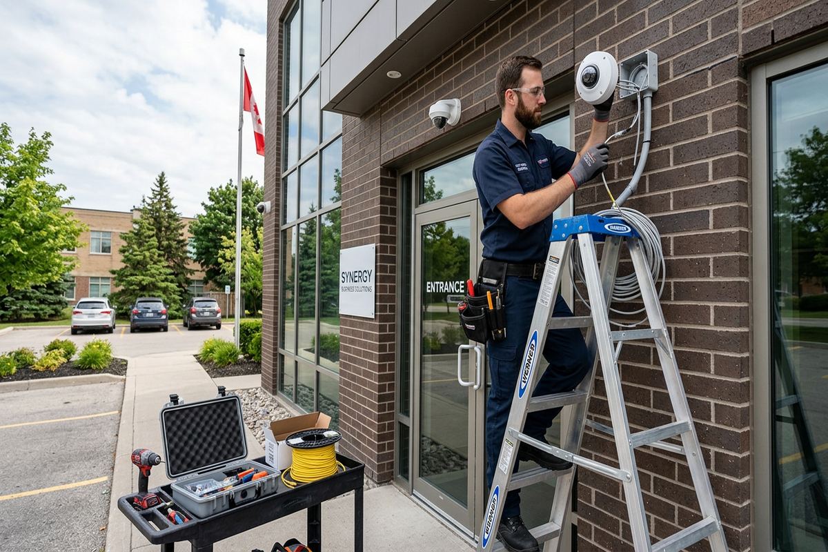 Camera system expansion being performed by a UnifiedLink low-voltage technician