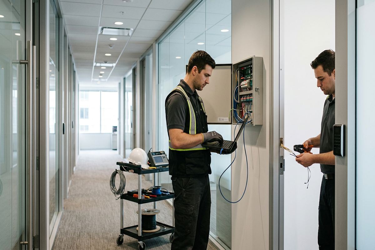 Access control system takeover being performed by a UnifiedLink low-voltage technician