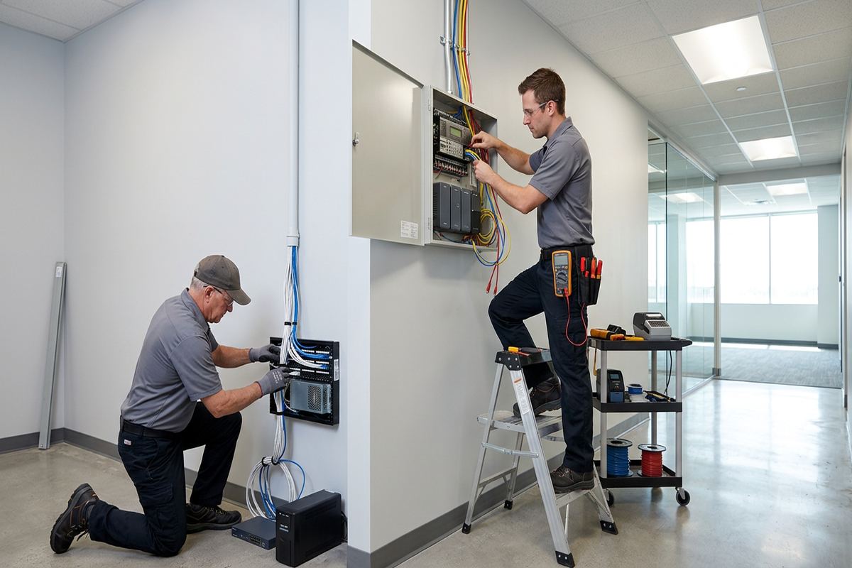 Alarm system takeover being performed by a UnifiedLink low-voltage technician