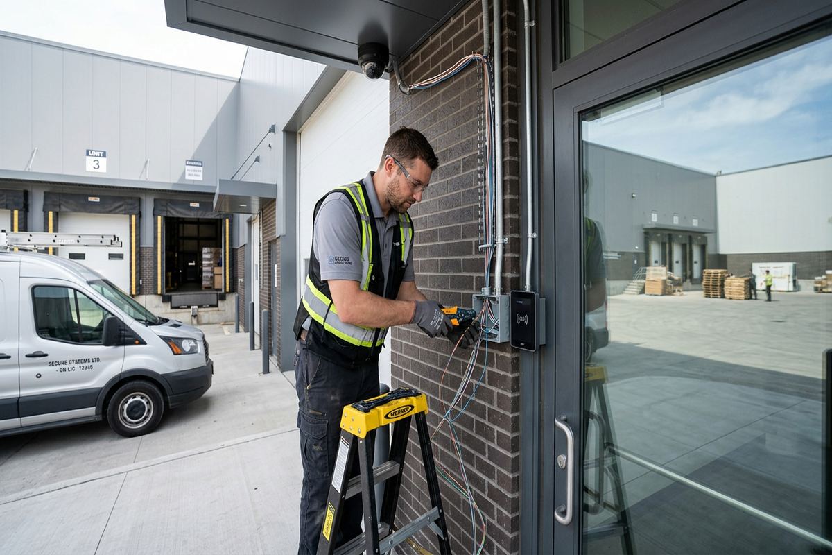 Warehouse access control systems being performed by a UnifiedLink low-voltage technician
