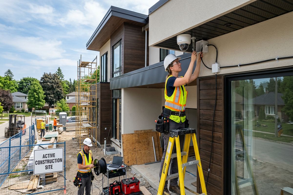 Construction site cameras being performed by a UnifiedLink low-voltage technician