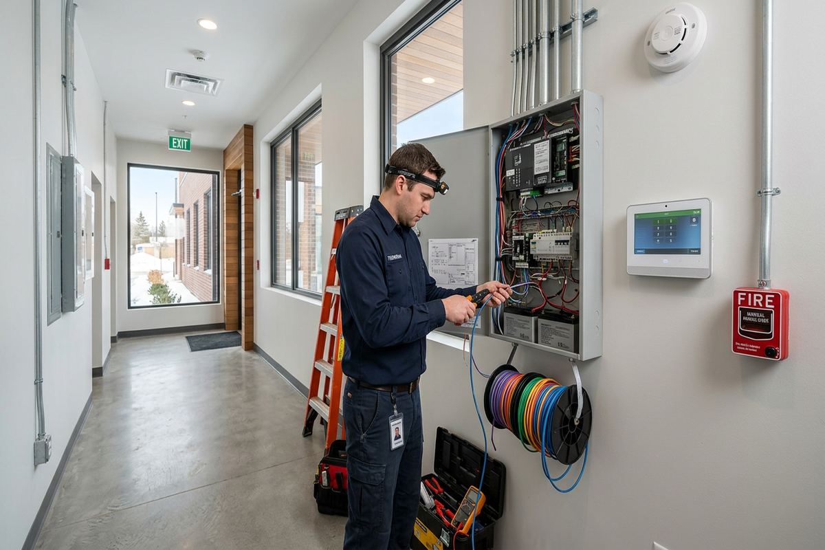 Detached building alarm systems being performed by a UnifiedLink low-voltage technician