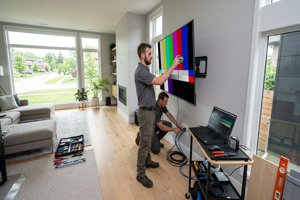 Display calibration being performed by a UnifiedLink low-voltage technician