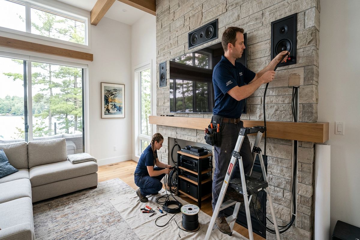 Speaker relocation being performed by a UnifiedLink low-voltage technician