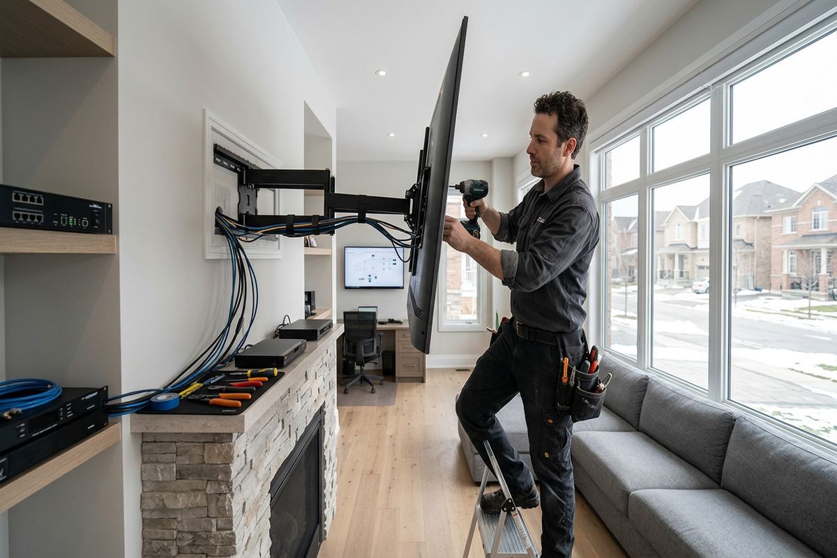 Video distribution systems being performed by a UnifiedLink low-voltage technician
