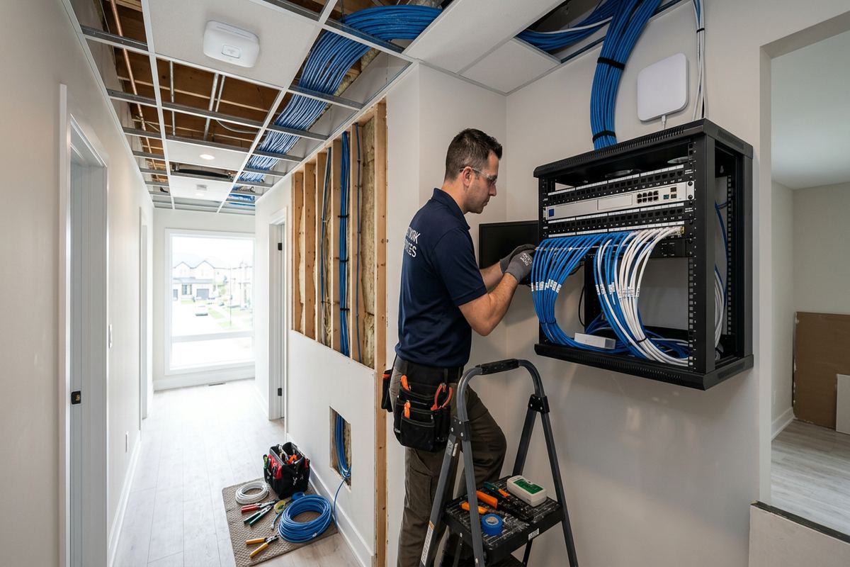 Network maintenance being performed by a UnifiedLink low-voltage technician