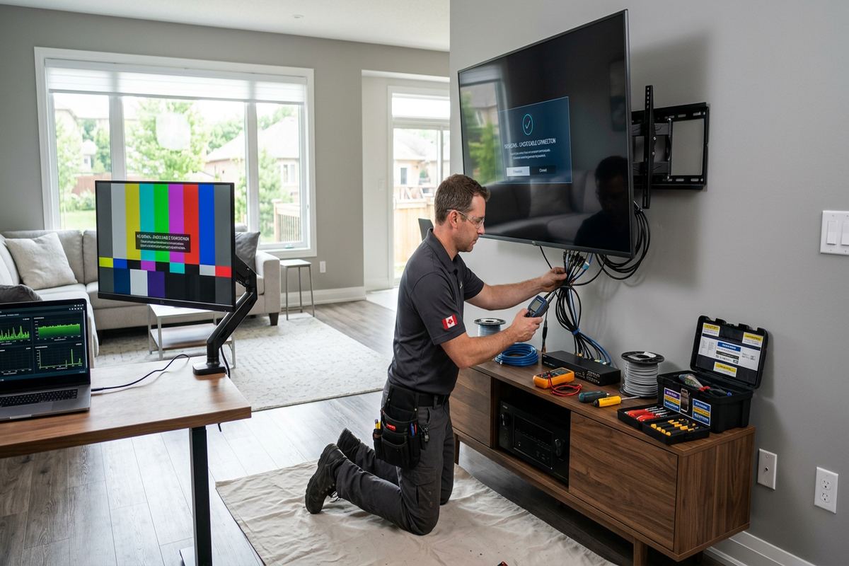 Display troubleshooting being performed by a UnifiedLink low-voltage technician