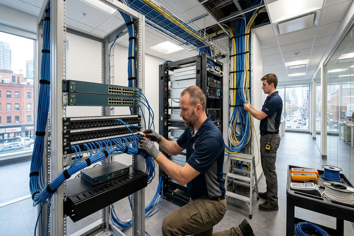 Network equipment relocation being performed by a UnifiedLink low-voltage technician
