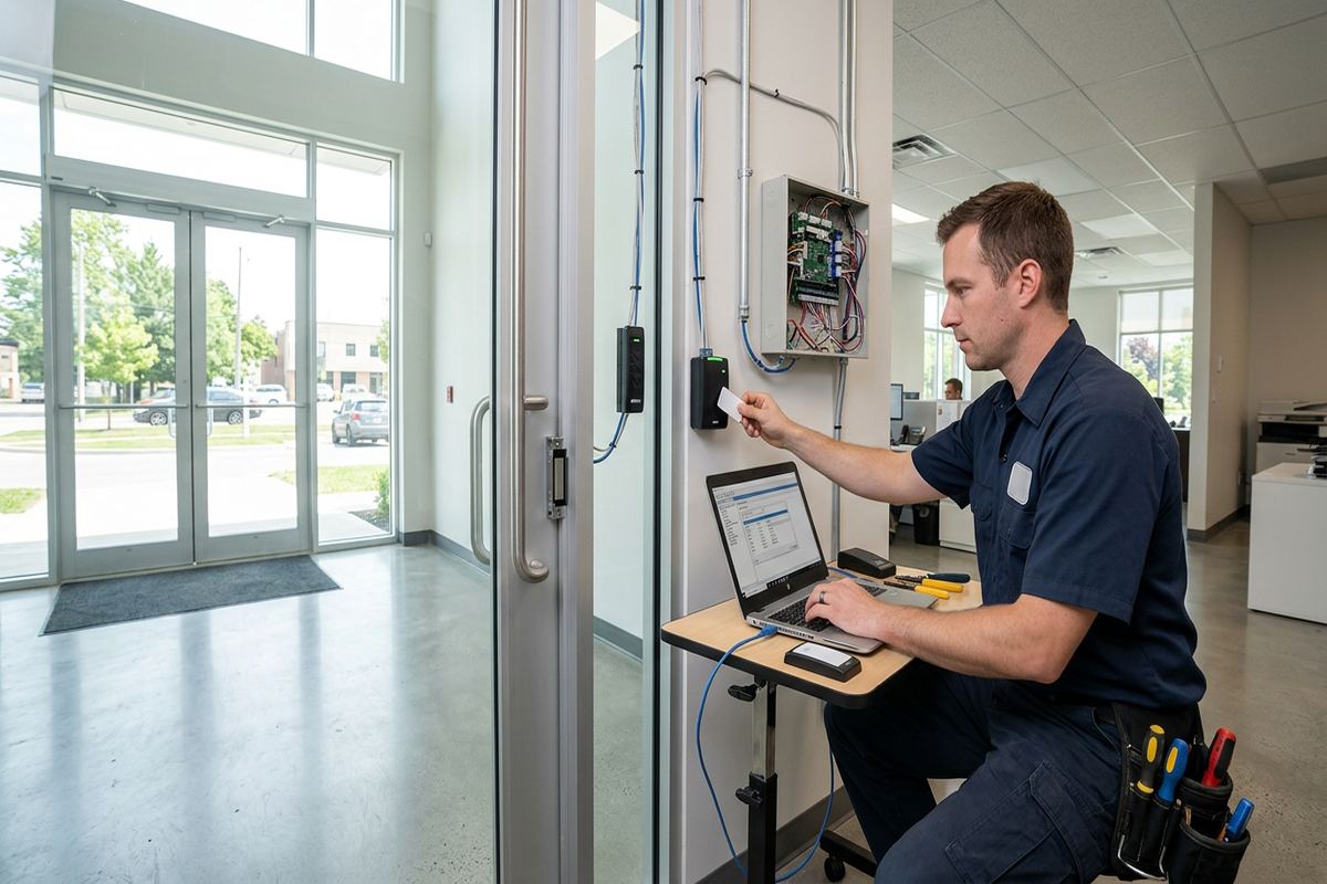 Credential enrolment and programming being performed by a UnifiedLink low-voltage technician