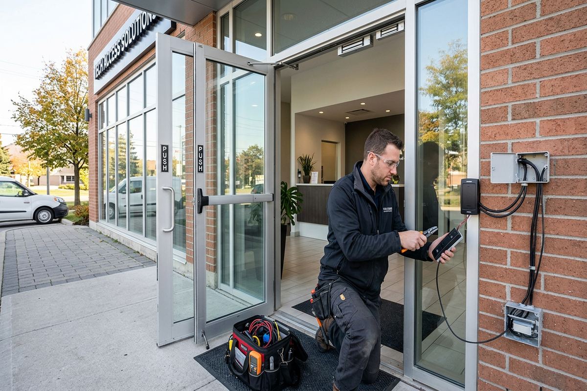 Retail access control systems being performed by a UnifiedLink low-voltage technician