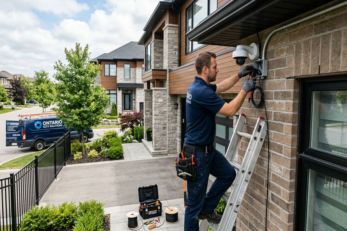 Cloud video surveillance setup being performed by a UnifiedLink low-voltage technician